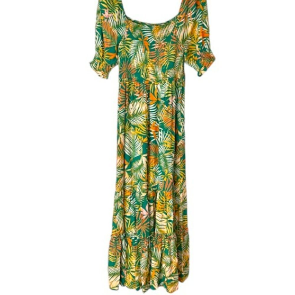 Betsey Johnson Pink Label Palm Patterned Maxi Dress - Pepper Green - M - Picture 4 of 12